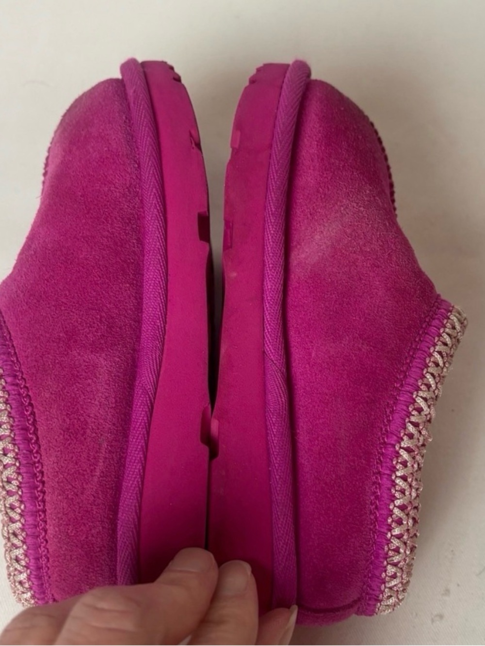 UGG Kids Hot Pink Suede Shearling-Lined Clog Slippers